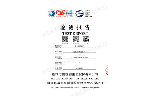 高扭矩減速電機(jī)檢測報(bào)告